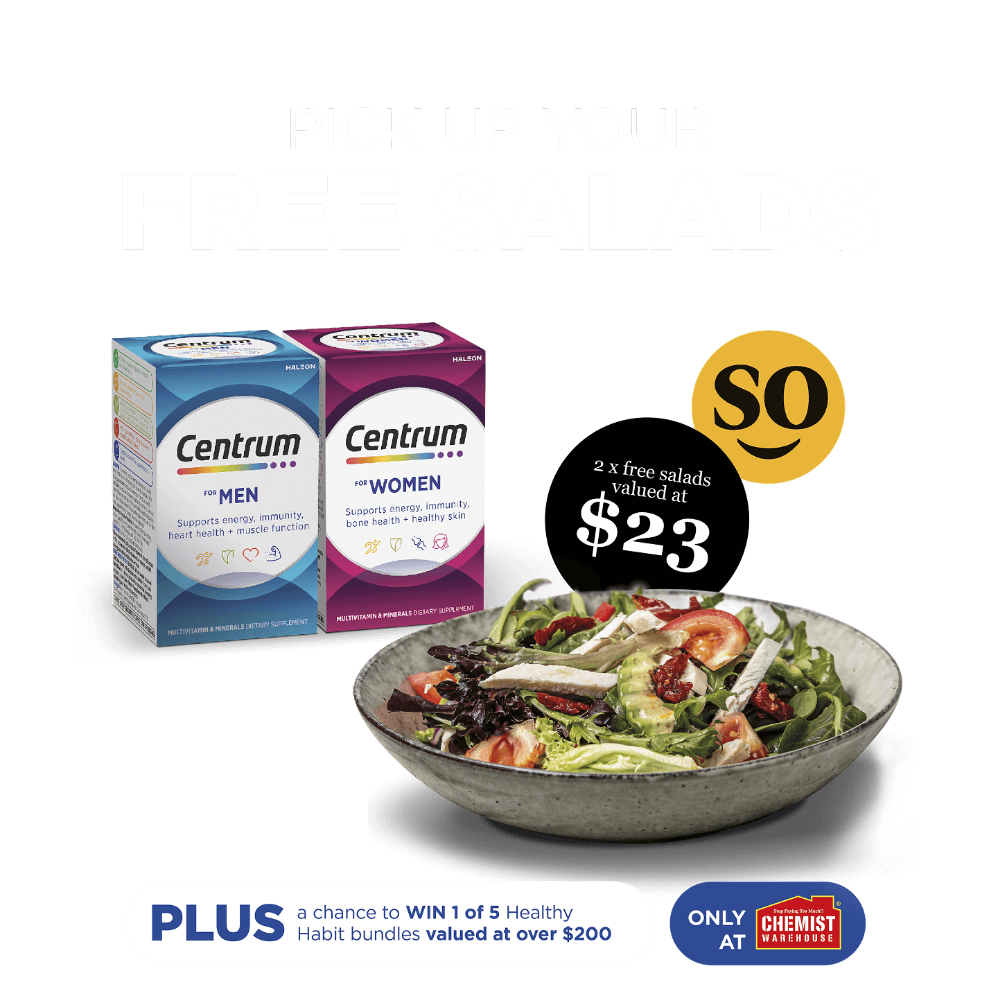 Pick up your free salads - Plus, a chance to win 1 of 5 Healthy Habit bundles valued at over $200